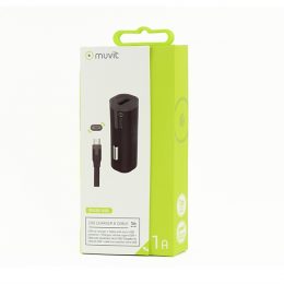 MUVIT CAR CHARGER 1A  + CABLE MICRO USB black