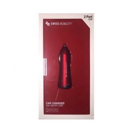 SWISS MOBILITY CAR CHARGER DUAL PORT 3.4A  red