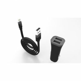 MUVIT MFI CAR CHARGER 2 USB PORTS 2.4A + CABLE LIGHTNING black