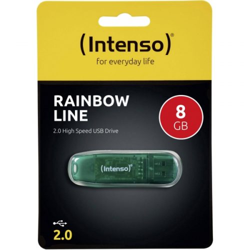 ΣΤΙΚΑΚΙ ΜΝΗΜΗΣ INTENSO 8GB USB 2.0 RAINBOW LINE green