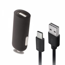 FOREVER CAR CHARGER 2A + TYPE C DATA CABLE black