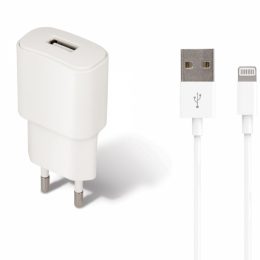FOREVER TRAVEL CHARGER 2A + LIGHTNING DATA CABLE white