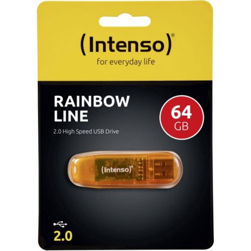 ΣΤΙΚΑΚΙ ΜΝΗΜΗΣ INTENSO 64GB USB 2.0 RAINBOW LINE orange