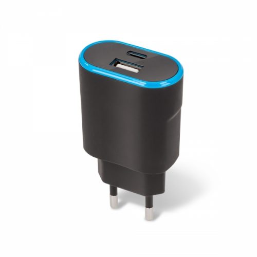 FOREVER TRAVEL CHARGER USB AND TYPE C PORTS black