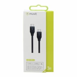 MUVIT DATA CABLE FLAT TYPE C TO TYPE C 3A 1M black
